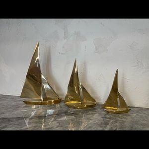 Set of 3 Brass Sailboats